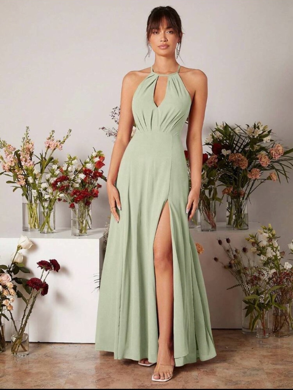 SHEIN Sage Green Bridesmaid/Formal Dress